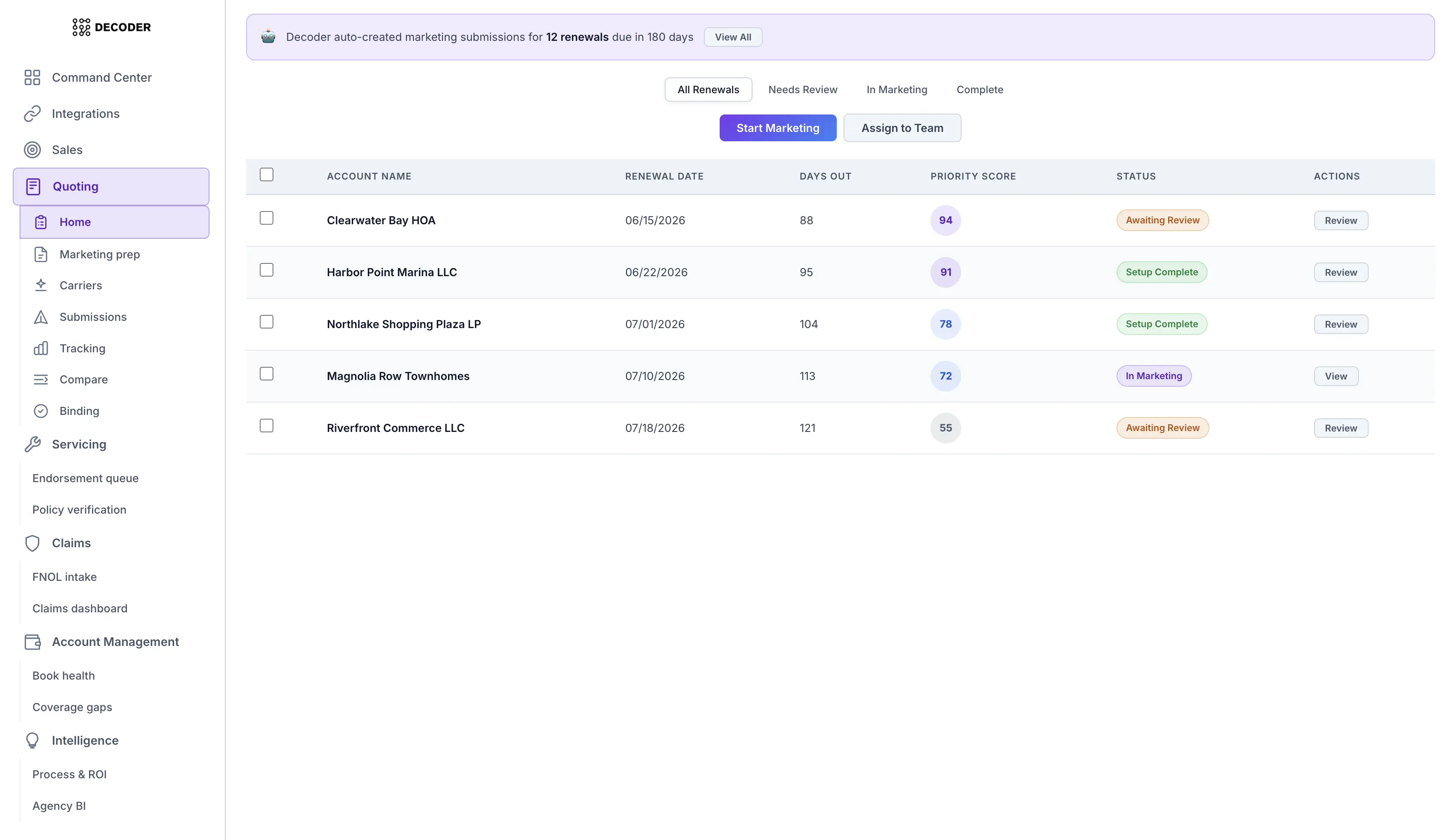 Decoder workspace - FNOL intake with AI-extracted claim details